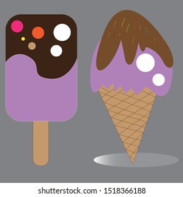 Ice cream cone and bar vector illustration