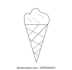ice cream cone black outline on white background