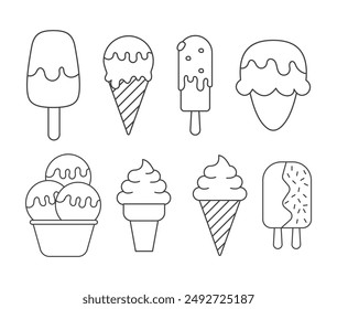 ice cream cone black outline design vector illustration