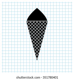 Ice cream cone - black vector icon