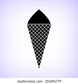 Ice cream cone -  black vector icon