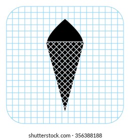 Ice cream cone - black  vector icon