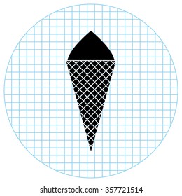 Ice cream cone -  black vector icon