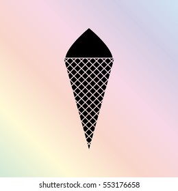 Ice cream cone  - black vector icon
