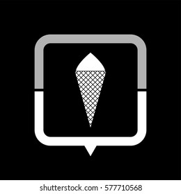 Ice cream cone  - black vector icon