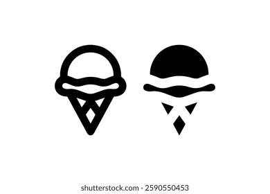 Ice cream cone black and white icon Vector