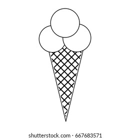 ice cream cone in black and white isolated on white background