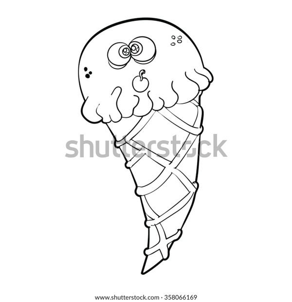 Ice Cream Cone Black White Carton Stock Vector Royalty Free