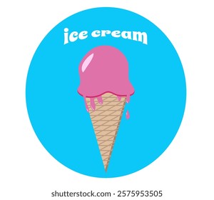 ice cream cone in a blue circle 