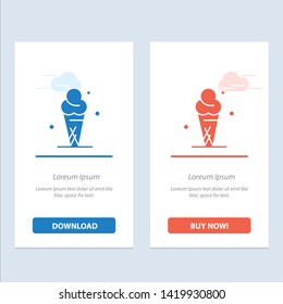 Ice Cream, Cream, Ice, Cone  Blue and Red Download and Buy Now web Widget Card Template