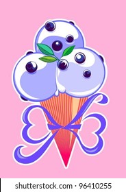 Ice cream cone with blueberries