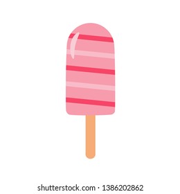 Ice cream cone in bright cartoon style on a white background. Vector illustration.