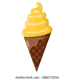 Ice cream cone cartoon icon. Ice cream in waffle cone on isolated white background. Vector EPS10 illustration