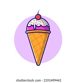 Ice cream cone cartoon icon illustration. sweet food icon concept isolated . flat cartoon style