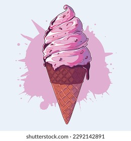 Ice cream cone cartoon icon illustration sweet food cold drink icon concept isolated flat cartoon