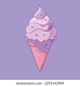 Ice cream cone cartoon icon illustration sweet food cold drink icon concept isolated flat cartoon