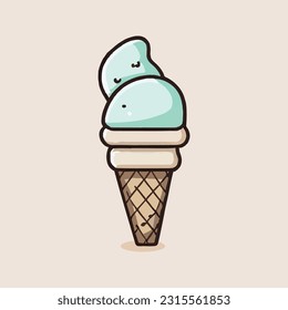 ice cream cone cartoon icon illustration. sweet food icon concept isolated