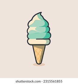 ice cream cone cartoon icon illustration. sweet food icon concept isolated