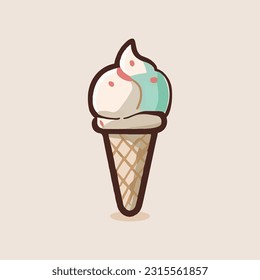 ice cream cone cartoon icon illustration. sweet food icon concept isolated