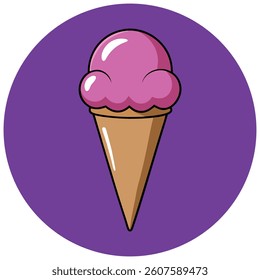Ice Cream Cone Cartoon Icon Illustration. Sweet Food Icon Concept Isolated . Flat Cartoon Style