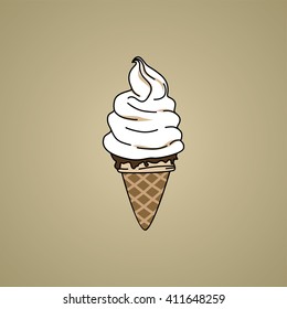ice cream cone cartoon theme vector art illustration