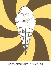 Ice cream cone cartoon, vector illustration