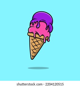 Ice Cream Cone Cartoon Vector Icon Illustration. Flat Cartoon Concept.