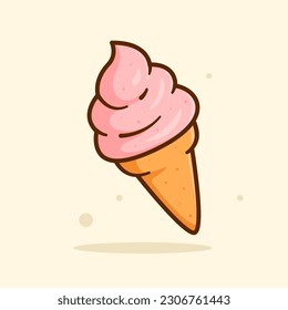 Ice Cream Cone Cartoon Vector Illustration. Flat Cartoon Style. Logo Icon Vector - EPS 10 Vector