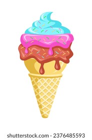 Eis Cream Cone Cartoon Vektorsymbol Illustration. Konzept des Lebensmittel- und Getränkekikons, isolierter Premium-Vektorgrafik