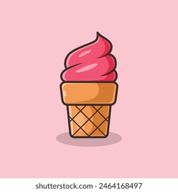 Ice Cream Cone Cartoon Vector Illustration