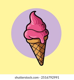 Icono de helado Icono de Vector de dibujos animados Ilustración Icono de objeto de comida dulce aislado Vector plano Estilo plano de dibujos animados.
