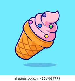 Ice Cream Cone Cartoon Vector Icon Illustration. Sweet Food
Icon Concept Isolated Premium Vector. Flat Cartoon Style