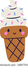 Ice Cream Cone Character Vector Illustration