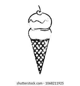 ice cream in cone with cherry