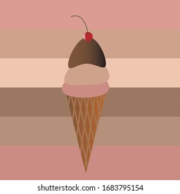helado cono con helado y cereza