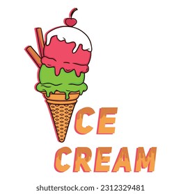 ice cream cone with cherry logo