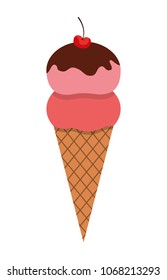 ice cream cone cherry sweet wafer