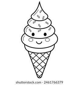 Ice cream cone child colorize vector illustration