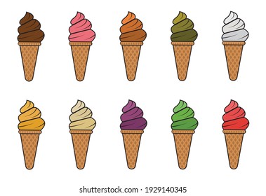 Ice Cream Cone Collection Vector