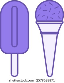 Ice Cream Cone Color Icon. Vector Icon. Delicious Sweet Cold Dessert. Brazilian Carnival Concept