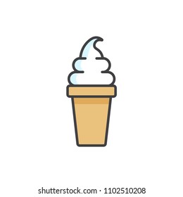 Ice cream cone colored line icon.