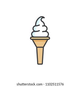 Ice cream cone colored line icon.