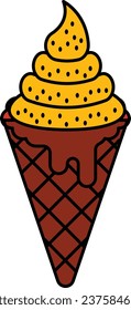 Ice cream cone concept, poke or cornet vector icon design, Bakery and Baked Goods symbol, Culinary and Kitchen Education sign, Recipe development stock illustration