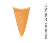 Ice cream cone for creating your own ice cream. Ice cream waffle cone cartoon illustration. Summer, sundae concept