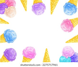 Ice cream cone. Creative vector illustration for poster, banner, card, menu