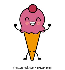 Ice cream cone cute kawaii cartoon