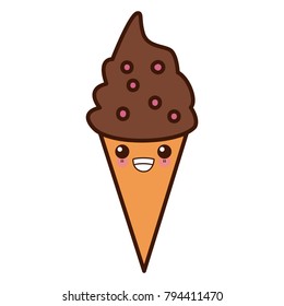 Ice cream cone cute kawaii cartoon