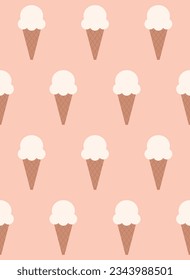 Ice cream cone cute seamless pattern design.Vector illustration.