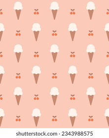 Ice cream cone cute seamless pattern design.Vector illustration.