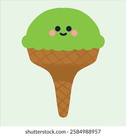 a ice cream cone design green apple flavour